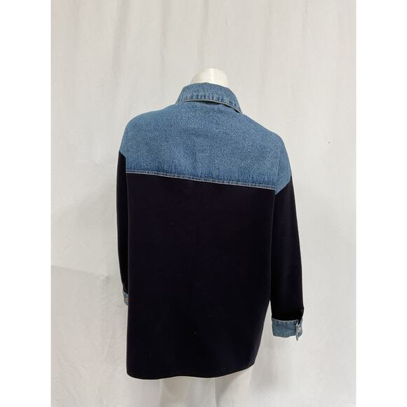 Sandro 'Mixed Media' Blue Jacket Size 1 - Picture 3 of 5
